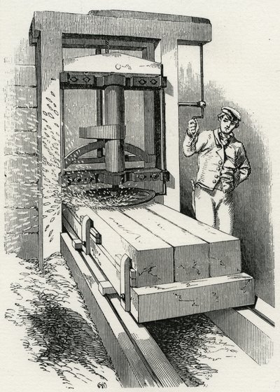 Cirkelvormige schaafmachine gebruikt tijdens de bouw van het Crystal Palace, Londen door Unknown artist