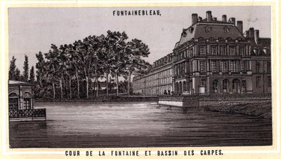 Binnenplaats van de fontein en het karperbassin van Fontainebleau (Seine en Marne, Île-de-France, Frankrijk) door Unknown artist