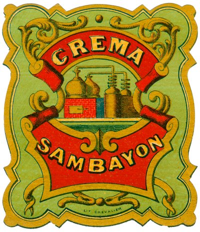 Crema Sambayon alcoholadvertentie (Chromolithografie, eind 19e eeuw) door Unknown artist