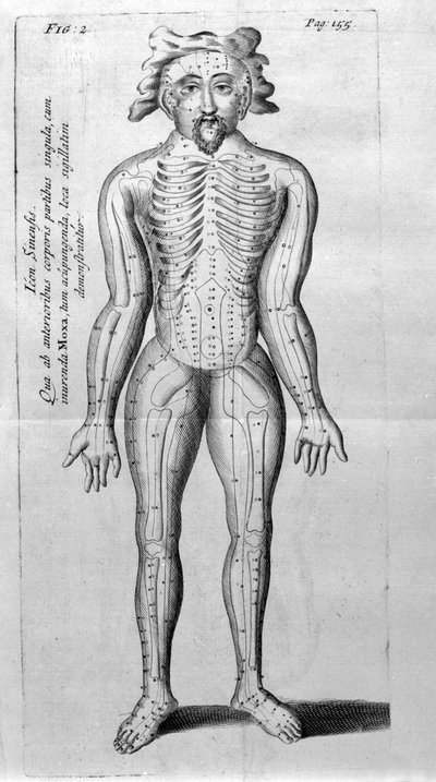 De Acupunctura door W.Ten Rhijne. Londen 1683. Eerste westerse tekst over acupunctuur door Unknown artist