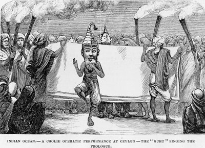 Demonstratie van volkskunst in Ceylon (het huidige Sri Lanka) 19e-eeuwse gravure door Unknown artist