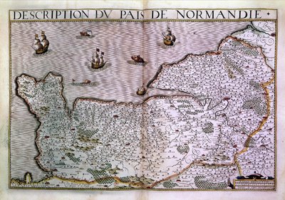 Beschrijving van het Normandische land. Kaart van de Normandië regio in 1620. door Unknown artist