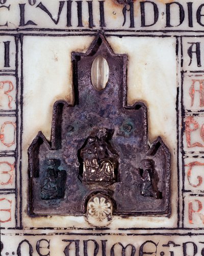 Detail van een marmeren grafsteen van Simonetta en Percivalle Lercari, met reliëf en gravure door Unknown artist
