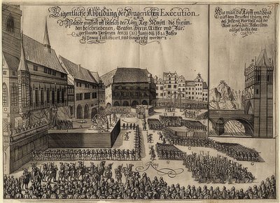 De executie van de Boheemse rebellen op het Oude Stadsplein van Praag door Unknown