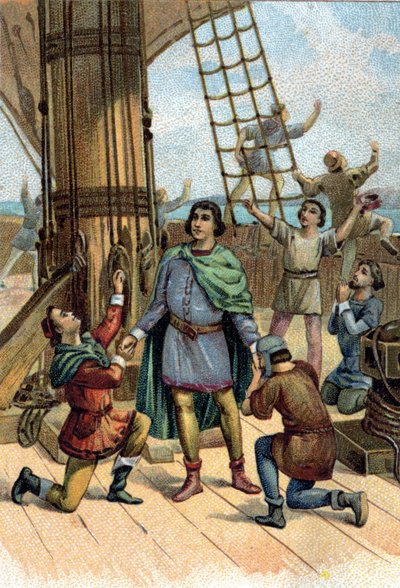 Ontdekking van Amerika door Christoffel Columbus (Cristoforo Colombo) in 1492. door Unknown artist