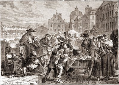 Voedseluitdeling aan hongerige boeren rond 1820 - in 