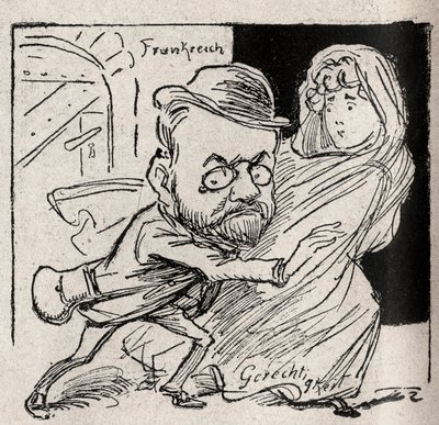 Dreyfus-affaire - Emile Zola heeft gerechtigheid: kom met mij, mijn schat, hier willen we ons niet langer horen - Tekening gepubliceerd in de Oostenrijkse krant 