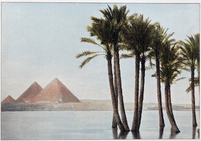 Egypte: de overstroming van de Nijl en de piramides van Gizeh door Unknown artist
