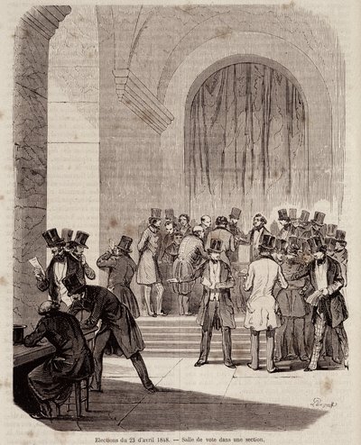 Verkiezingen van 23 april 1848: stemlokaal in een sectie - in 