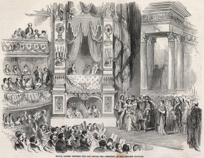 Elisabeth Rachel Felix, bekend als Mademoiselle Rachel (1821-1858), Franse tragedienne, voor Napoleon III in het Théâtre Français in 1852 - Op de vooravond van de proclamatie van het Tweede Keizerrijk verklaarde Rachel op 22 oktober 1852 in het Théâtre Fra door Unknown artist