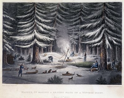 Opzetten van een kamp tijdens een winternacht - in 