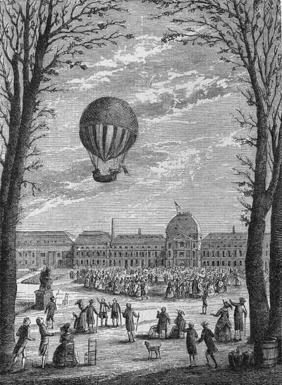 Eerste luchtreis met een waterstofgasballon door Charles en Robert, 1 december door Unknown artist
