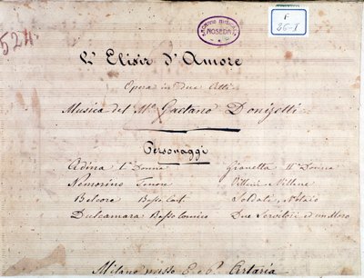 Eerste pagina van bladmuziek voor L