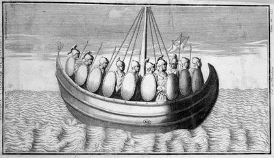 Vloot van Romeinse soldaten - gravure door Unknown artist