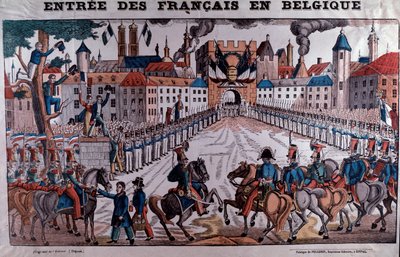 Frans leger trekt België binnen om de Belgische onafhankelijkheid te steunen in oktober 1830 door Unknown artist