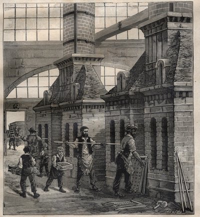 Franse industrieën: de vervaardiging van porseleinen knopen - Gravure in 