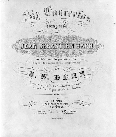 Frontispice van de partituur van de zes concerten door Jean Sebastien Bach (Johann Sebastian Bach) door Unknown artist