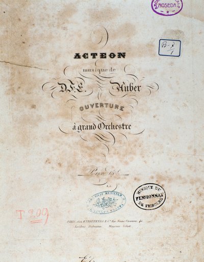 Frontispice van "Acteon" Engelse opera comique door Daniel Francois Esprit Auber door Unknown artist