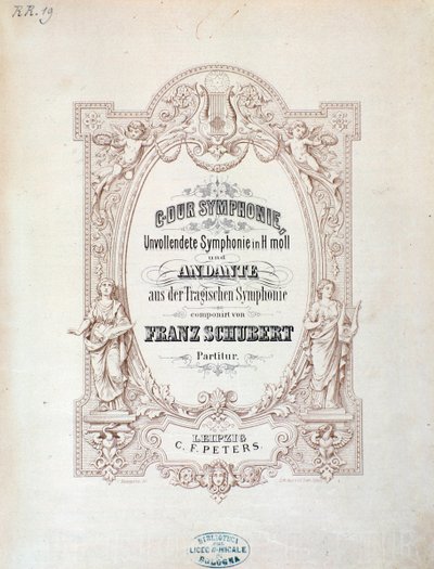 Frontispice van muziekpartituur van Onvoltooide symfonie door Franz Schubert door Unknown artist