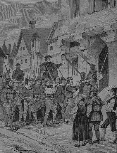 Duitse Boerenoorlog (1524-1526): Orenbach, boeren, Rotenburg, Beieren, Duitsland door Unknown artist