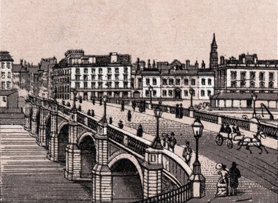 Glasgow, Schotland: uitzicht op de Broomielaw-brug door Unknown artist