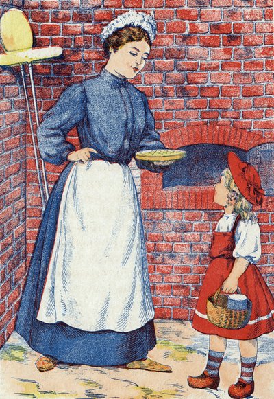 Breng die cake en die pot boter naar je grootmoeder. Anonieme illustratie voor 