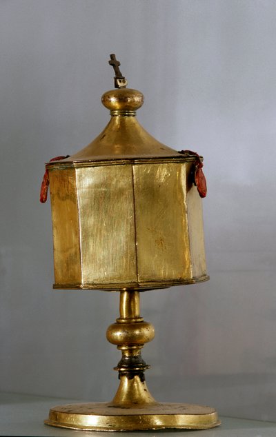 Verguld zilveren pyxis door Unknown artist