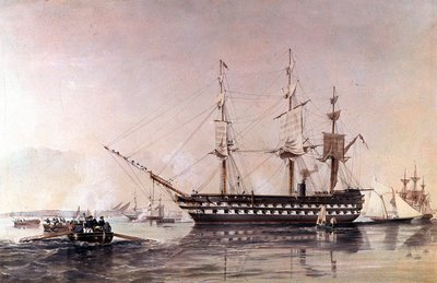 HMS Agamemnon 91 kanonnen een Royal Navy - De HMS Agamemnon tweede linieschip gebouwd voor de Royal Navy in 1852 door Unknown artist