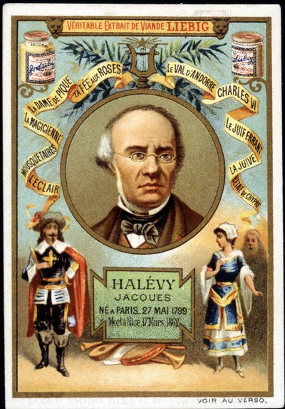 Halevy genaamd Jacques Fromental Levy, Franse componist (1799-1862) als onderdeel van de promotie van een Liebig-product. 19e eeuw door Unknown artist