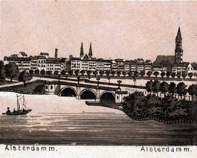 Hamburg, Duitsland: uitzicht op de Alsterdamm. Uit 