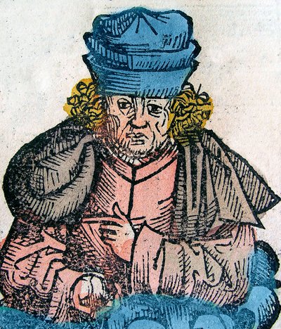 Herodotus (Herodotos, 484-425 v.Chr.), Griekse historicus - HERODOTUS 490-425 v.Chr., Griekse historicus - houtsnede uit de Neurenberg Kroniek door Unknown artist