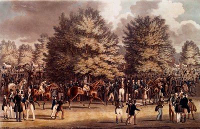 Hippisme: de voorbereiding voor de race in Epsem, Engeland door Unknown artist