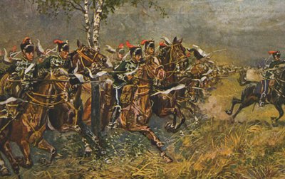 Historische ansichtkaart met oorlogsmotief, aanval op Pruisische troepen, Duitsland door Unknown artist