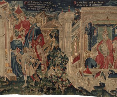 Geschiedenis van Sint Piat en Sint Eleuthère, Scène 8: De Heilige Eleuthère gaat naar Rome om wijding te ontvangen door Unknown artist