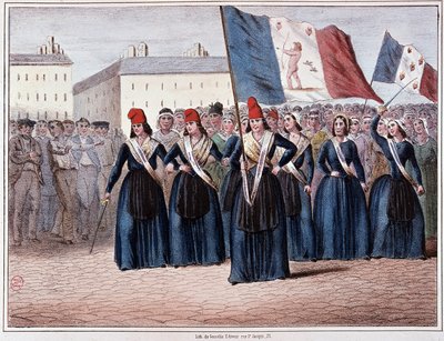 Icarianen, Vesuvians en andere burgers roepen op tot onmiddellijke afschaffing van echtgenoten... gezien de urgentie niet belovend te kunnen wachten tot de Constituerende Vergadering (Revolutie van 1848) door Unknown artist