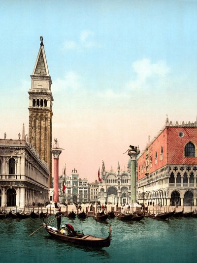Illustratie van het San Marcoplein in Venetië. Fotochrome uit het einde van de 19e eeuw door Unknown artist