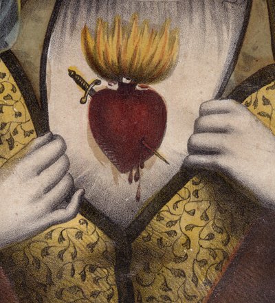 Onbevlekt Hart van Maria (Detail) - 19e-eeuwse gravure door Unknown artist