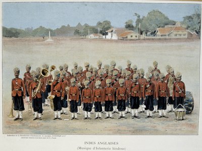 Infanterieband van de Engelse Indië - gravure, eind 19e eeuw door Unknown artist