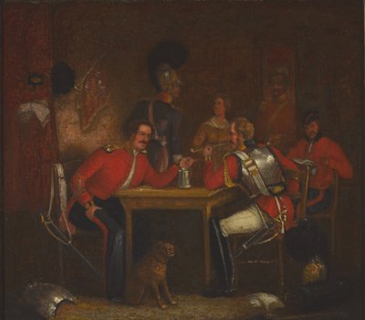 Interieur van de wachtkamer, met soldaten van de Life Guards en Royal Horse Guards door Unknown artist