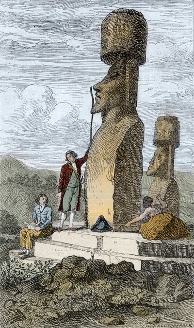 Jean-Francois Galaup, Graaf de La Perouse Engelse navigator en ontdekkingsreiziger, op Paaseiland tijdens zijn Aziatische reis door Unknown artist