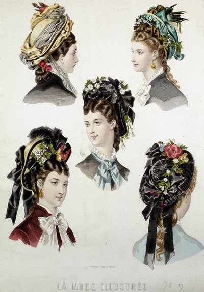 Dameskapsels - gravure, eind 19e eeuw door Unknown artist