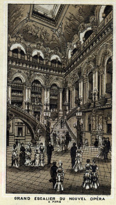 Grote trap van de nieuwe Opera (Opera Garnier) in Parijs door Unknown artist