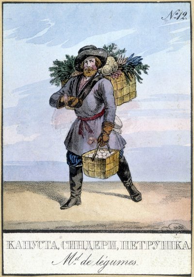 Groentehandelaar in Rusland in de 19e eeuw door Unknown artist