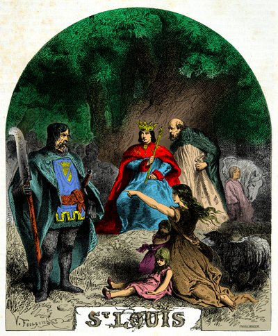 Lodewijk IX (Saint Louis 1214-1270) die recht spreekt onder een eik door Unknown artist