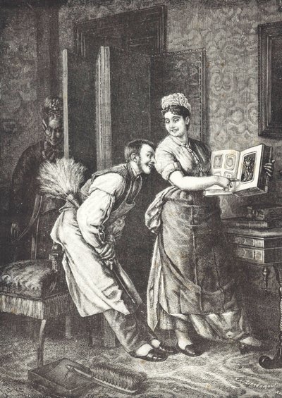 Dienstmeid neemt vrijheden en wordt afgeluisterd door meesteres van het huis door Unknown artist