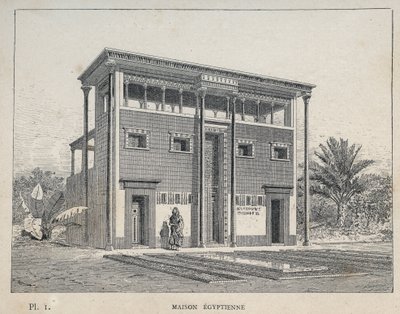 Egyptisch huis - gravure van 1889 in 