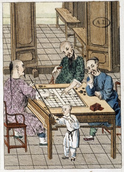Man die dammen speelt (?) en een rokende man - China door Unknown artist