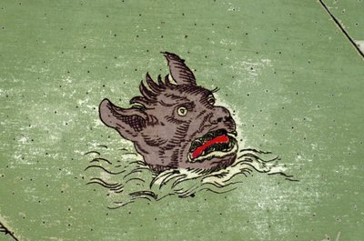 Zeemoster met het hoofd van een demon. (detail) van een kaart van de atlas van Urbano Monte door Unknown artist