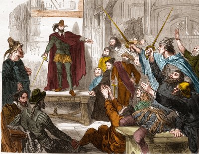 Vergadering van het Comité van Zestien in 1588 (Raad van Vertegenwoordigers van de Zestien Wijken van Parijs) Opstandingscomité gevormd in Parijs tijdens de Liga. door Unknown artist