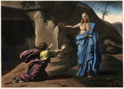 Noli me tangere: de verschijning van Christus aan Sint-Magdalena. Anonieme gravure uit de 19e eeuw. door Unknown artist